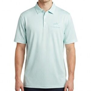 Divots Polo Shirt Mens Medium Blue Geometric Golf Tee